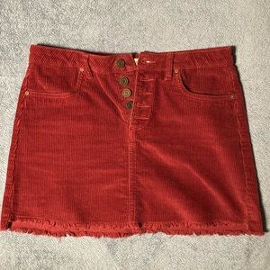 Indigo Rein Dark Red Corduroy Skirt